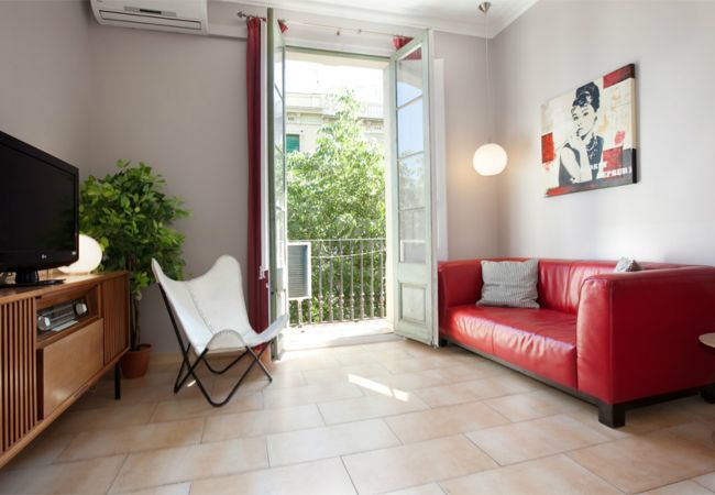 living-room-balcony-bright-quiet-sant-antoni-eixample-barcelona Accommodation BORRELL, 4 bedrooms, 2 bathrooms, balcony, Eixample, Barcelona